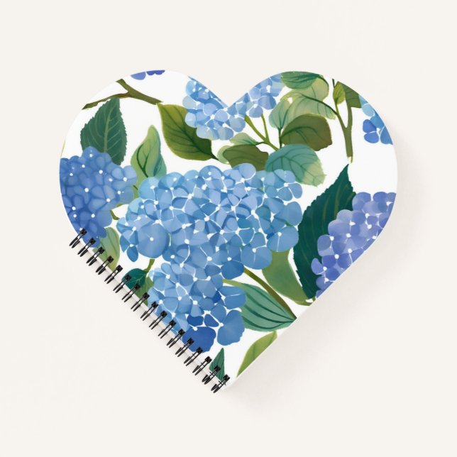 Blue Hydrangeas | Schönes BlumenBush Herz Notizbuch (Vorderseite)
