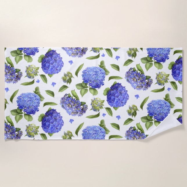 Blue Hydrangeas Strandtuch (Vorderseite)