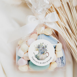 Blue Hydrangeas Tee Party Brautparty Runder Aufkleber