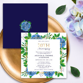 Blue Hydrangeas Überraschung 70. Hochzeitstag Einladung