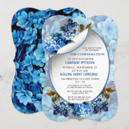 Blue Hydrangeas Wasserfarbe Blume Bestätigung Einladung