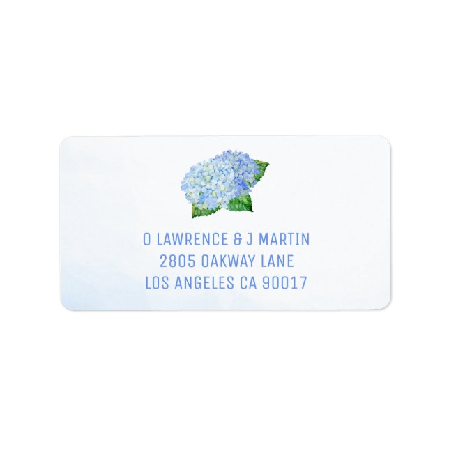 Blue Hydrangeas Watercolor Adressaufkleber (Vorne)