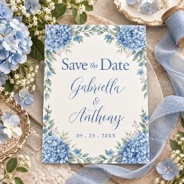 Blue Hydrangeas Watercolor Blumenzettel Save The Date