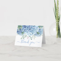 Blue Hydrangeas Watercolor Floral Danke Karte