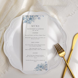Blue Hydrangeas Watercolor Wedding Menükarte