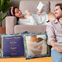 Blue Hydrangeas Wedding Anniversary Custom Foto Kissen