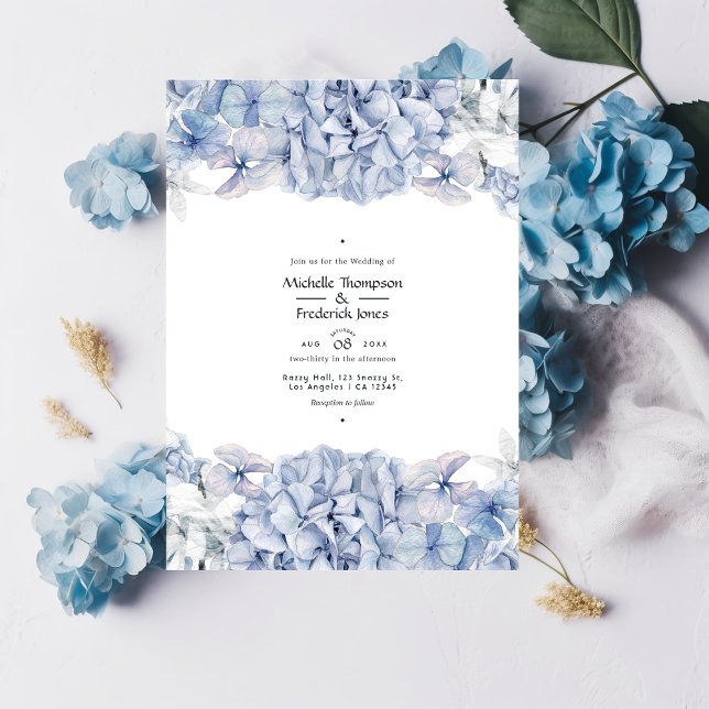 Blue Hydrangeas Wedding Einladung (Von Creator hochgeladen)