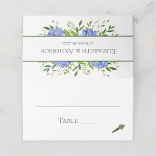 Blue Hydrangeas Wedding Platzkarte