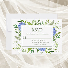 Blue Hydrangeas Wedding RSVP Karte