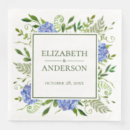 Blue Hydrangeas Wedding Serviette