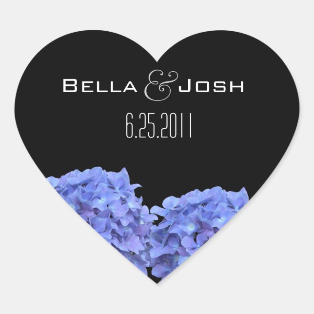 Blue Hydrangeas Wedding Stickers (Vorderseite)