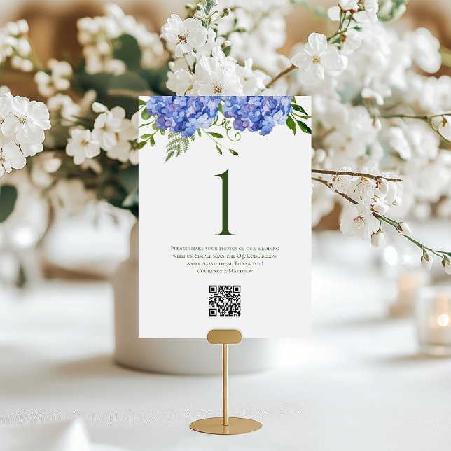Blue Hydrangeas Wedding Tischnummer (Von Creator hochgeladen)