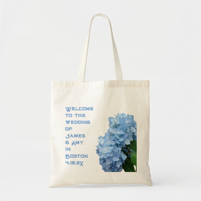 Blue Hydrangeas Wedding Welcome Bag Tragetasche (Vorne)