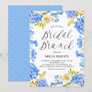 Blue Hydrangeas Winter Floral Bridal Brunch Einladung