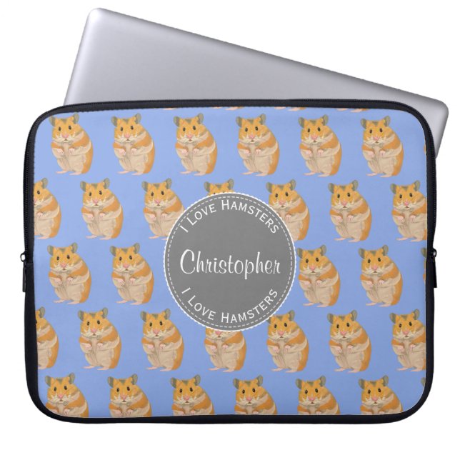 Blue I Liebe Hamsters Hamster Pattern Laptopschutzhülle (Vorderseite)
