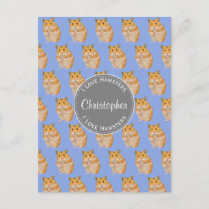 Blue I Liebe Hamsters Hamster Pattern Postkarte