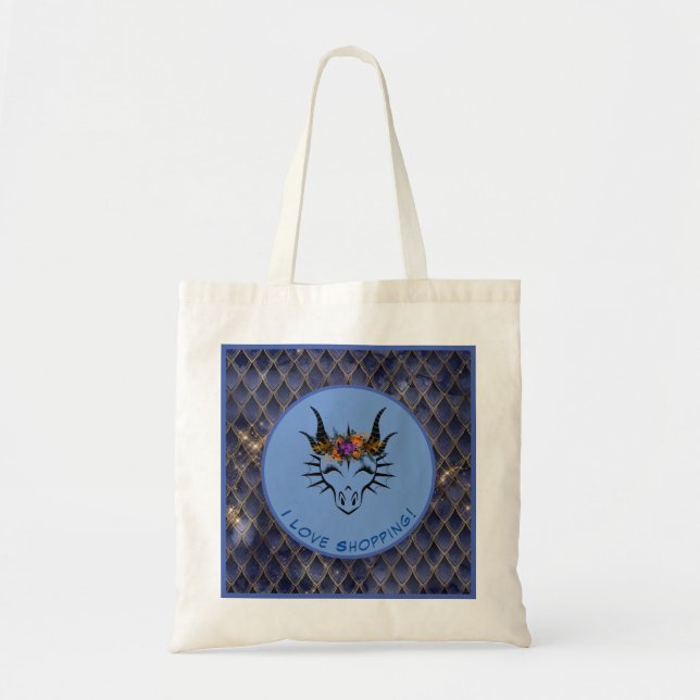 Blue I Love Shopping Dragon Head & Scales Sac four (Devant)