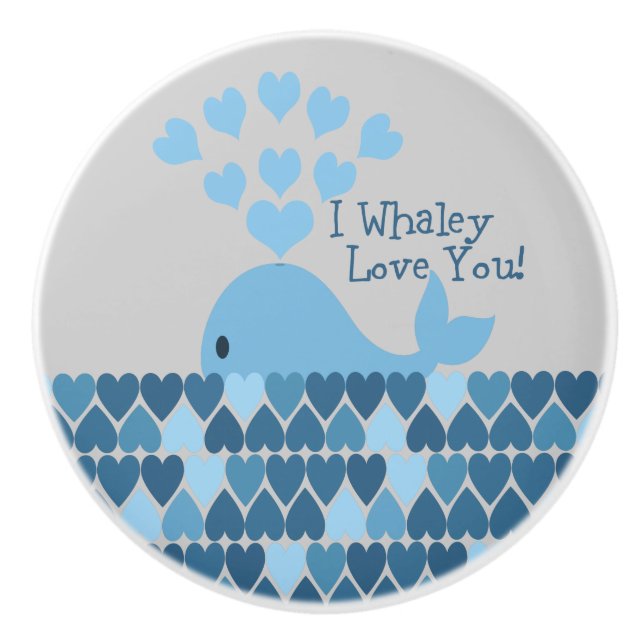 Blue I whaley Liebe Sie! Keramikknauf (Vorderseite)