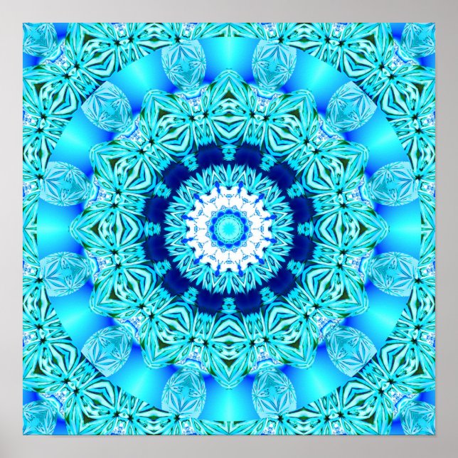 Blue Ice Angel Ring, Abstrakt Mandala Poster (Vorne)