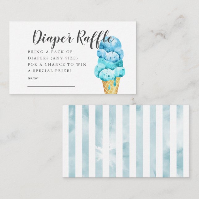Blue Ice Cream Baby Duschkabine Windeln Raffle Tic Begleitkarte (Vorne/Hinten)