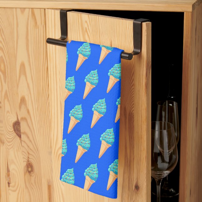 Blue Ice Creams Pattern on Blue Geschirrtuch (Drittel gefaltet)