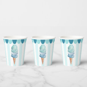 Blue Ice Creme Birthday Party Paper Cups Pappbecher