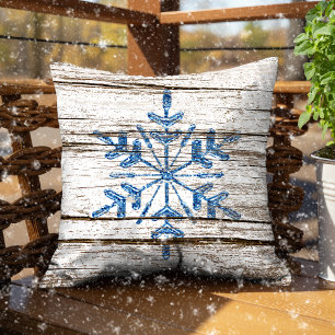 Blue Ice Crystal auf Imitaten, gewittert aus Holz  Kissen