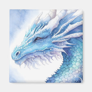 Blue Ice Dragon Aquarelldesign Magnet