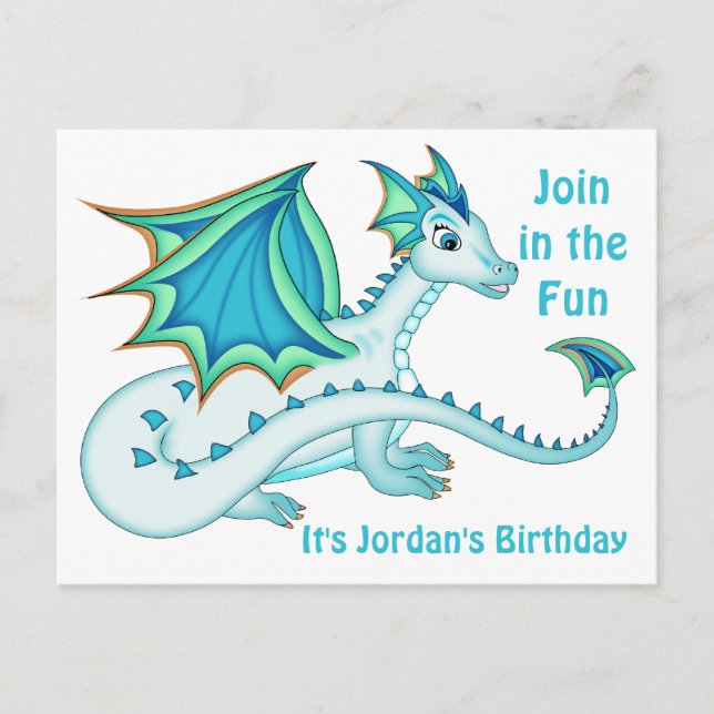 Blue Ice Dragon Postcard Einladungspostkarte (Vorderseite)