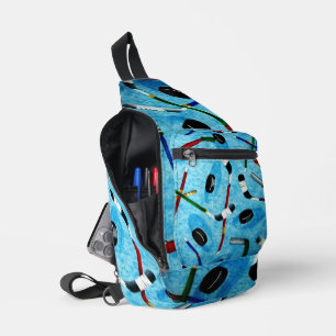 Blue Ice Hockey Theme Crossbody Bag