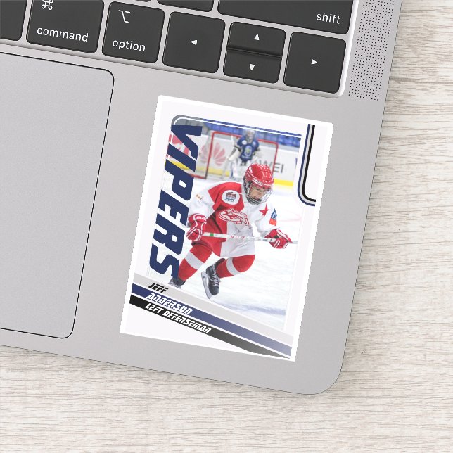 Blue Ice Hockey Trading Card Aufkleber (Detail)