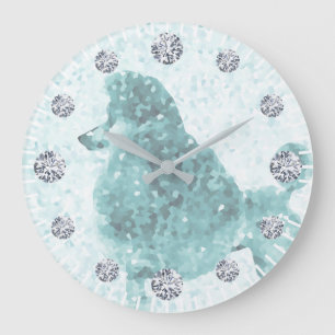 Blue Ice Posh Poodle Diamond Hour Große Wanduhr