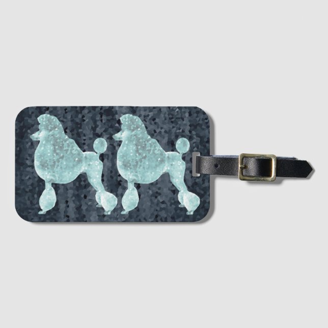 Blue Ice Posh Poodle Night Grau Gepäckanhänger (Vorderseite (Horizontal))