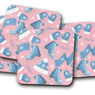 Blue Ice Skate Christmas Cork Untersetzer Set