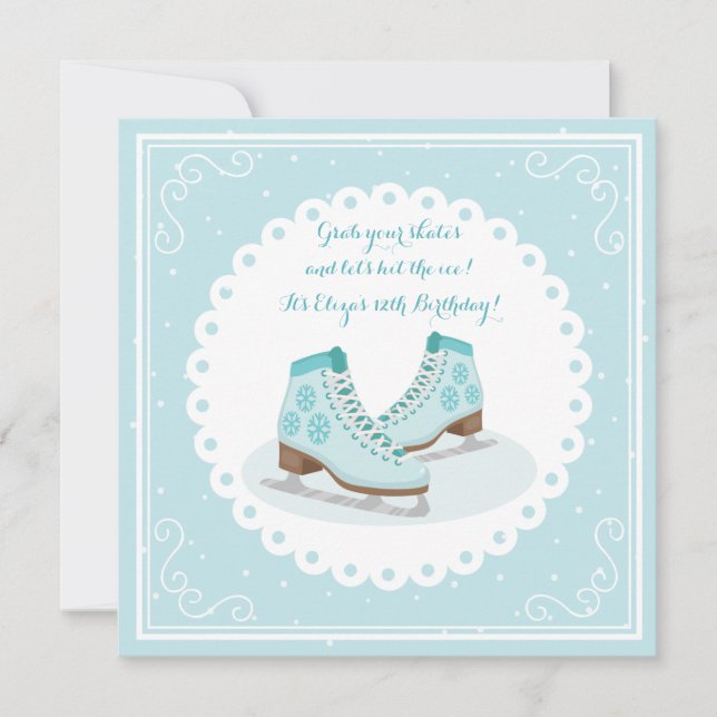 Blue Ice Skate Einladung (Vorderseite)