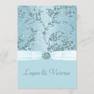 Blue Ice Sparkle Wonderland Wedding Einladung