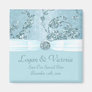 Blue Ice Sparkle Wonderland Wedding Magnet