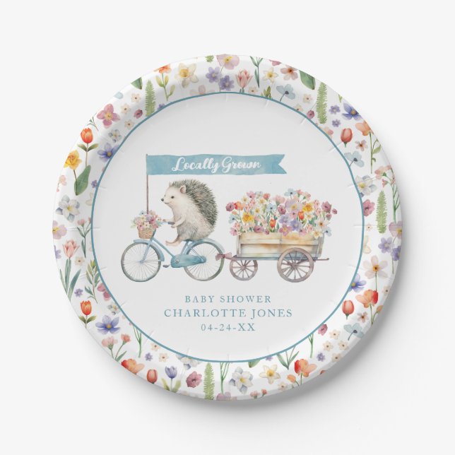 Blue Igel Baby Shower Teller - Vor Ort gezüchtet (Vorderseite)