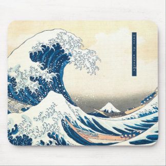 Blue Illustration Wave of Kanagawa Mousepad