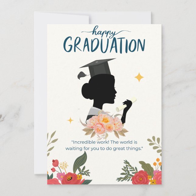 Blue Illustrative Happy Abschluss Card (Vorderseite)