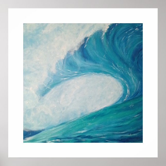 blue image of a wave crashing in the ocean poster (Devant)