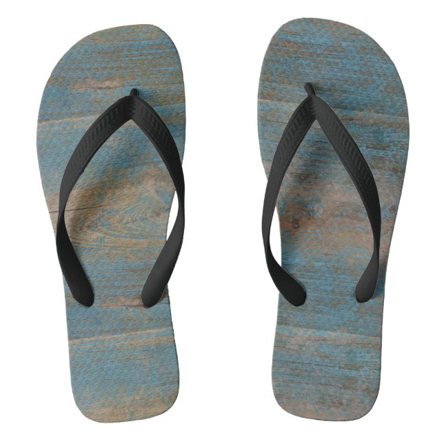 Blue Imitate Beach Wood Texture Flip Flops (Fußbett)