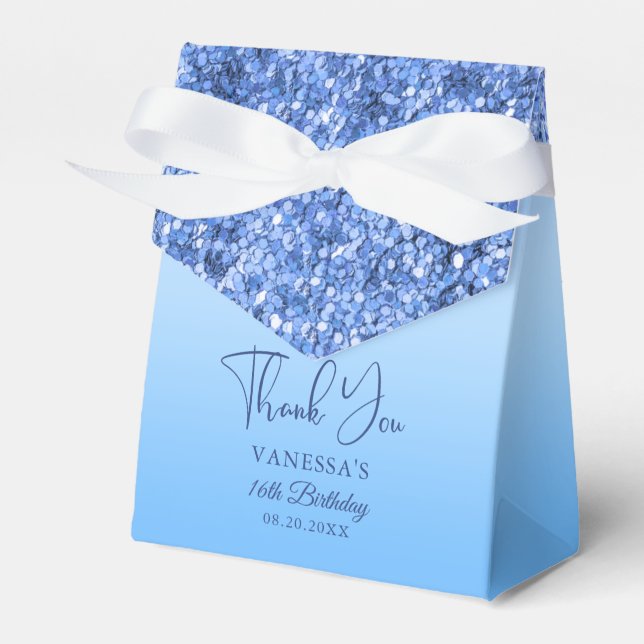 Blue Imitate Glitzer 16. Geburtstag Vielen Dank Geschenkschachtel (Vorderseite)