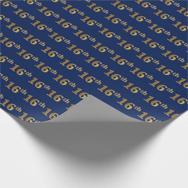 Blue, Imitate Gold 16. (sechzehnte) Veranstaltung Geschenkpapier (Ecke)