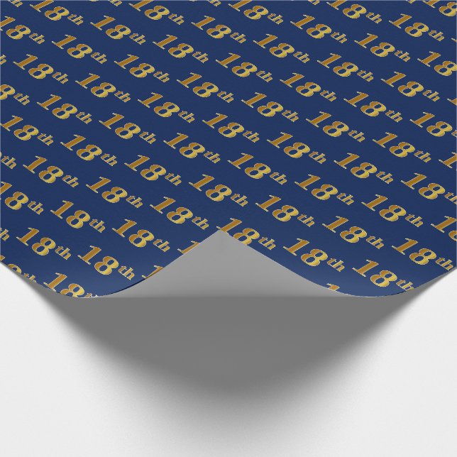 Blue, Imitate Gold 18. (Achtzehnte) Veranstaltung Geschenkpapier (Ecke)