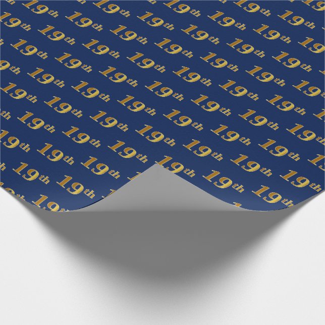 Blue, Imitate Gold 19. (neunzehnte) Veranstaltung Geschenkpapier (Ecke)