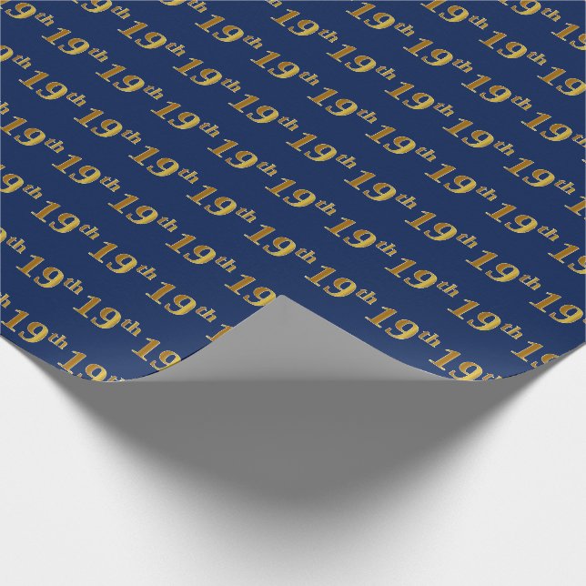 Blue, Imitate Gold 19. (neunzehnte) Veranstaltung Geschenkpapier (Ecke)