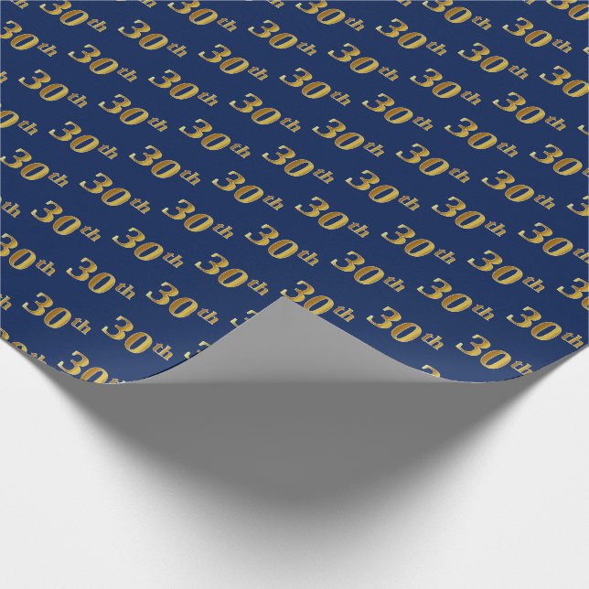 Blue, Imitate Gold 30. (30.) Event Geschenkpapier (Ecke)