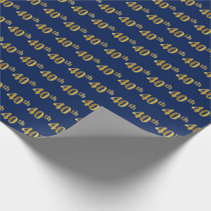 Blue, Imitate Gold 40. (40.) Event Geschenkpapier
