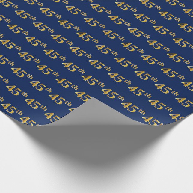 Blue, Imitate Gold 45. (fünfundvierzigste) Veranst Geschenkpapier (Ecke)